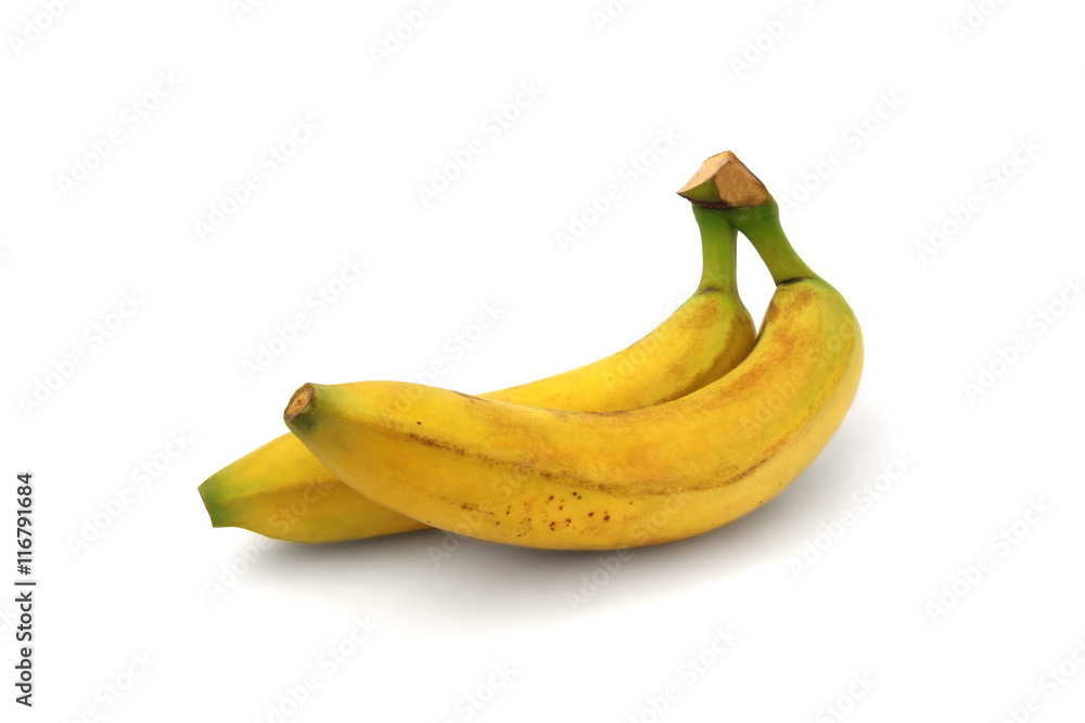 two whole banana isolated on a white background two whole banana isolated on a white background