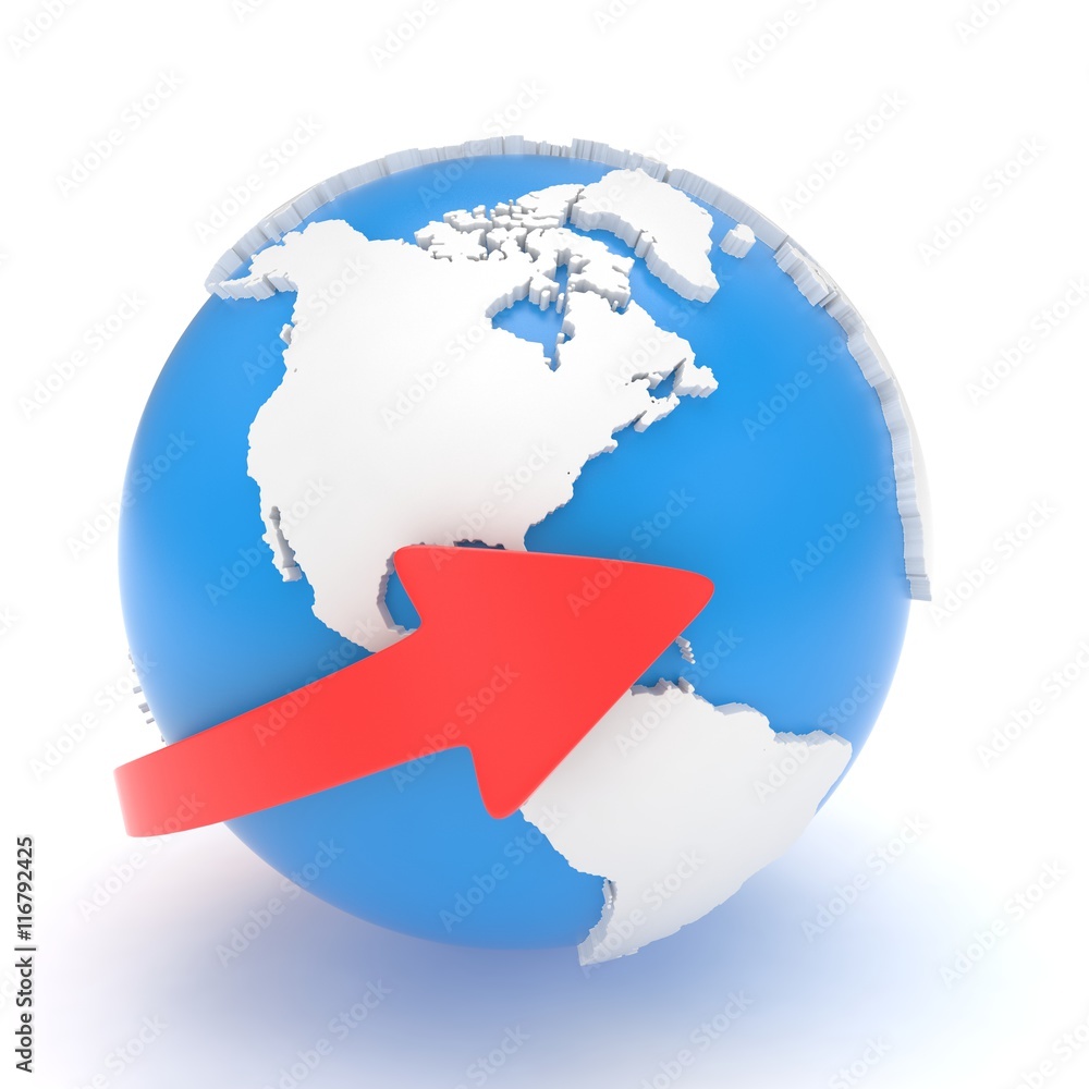 Fototapeta premium Arrow and Earth globe. 3d render