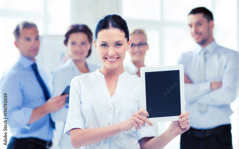 businesswoman with tablet pc in office businesswoman with tablet pc in office