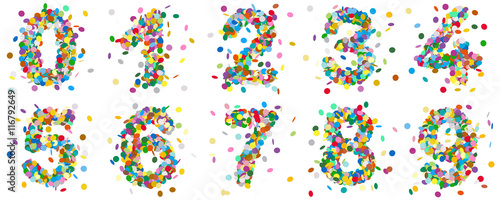 Obraz na płótnie Colorful Abstract Vector Confetti Numbers Set - Collection of Figures from Zero to Nine. w salonie