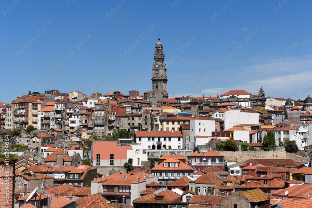 Church Clerigos with panoramic view of Porto, Portugal,