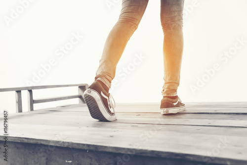 Woman Walking on trail Outdoor Jogging exercise