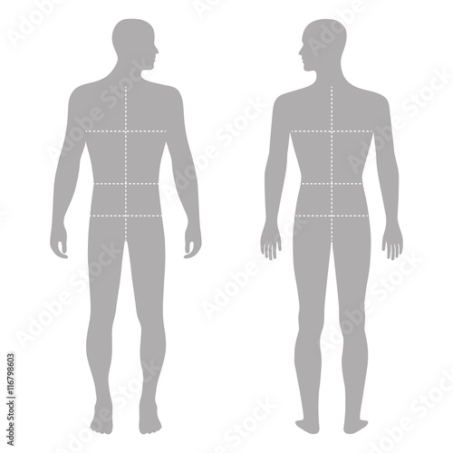 Fashion man's solid template figure silhouette (front & back vie