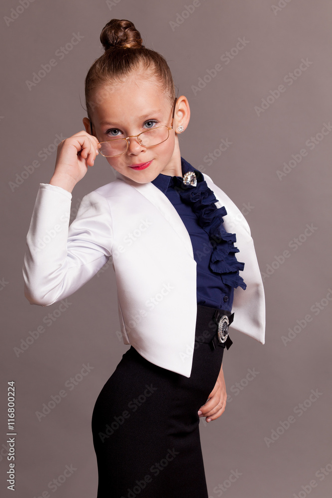 little girl in glasses dressed as business Lady little girl in glasses dressed as business Lady