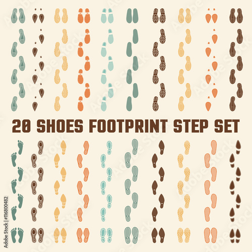 Shoes Footprints Colorful Tracks Set 