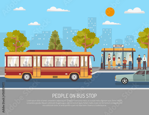 Public Transport Bus Service Flat Poster 