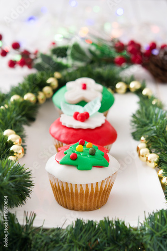 Christmas cupcakes and Christmas decoration