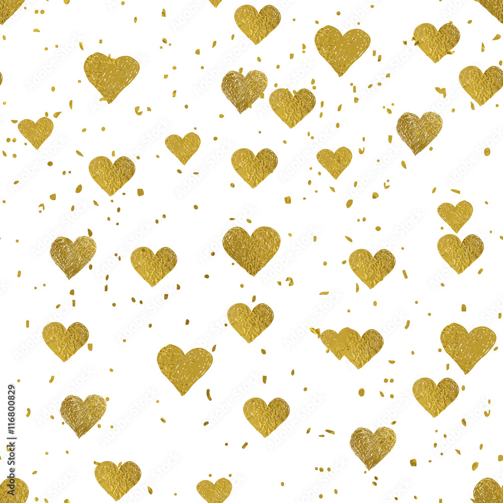 Golden hearts seamless pattern Golden hearts seamless pattern