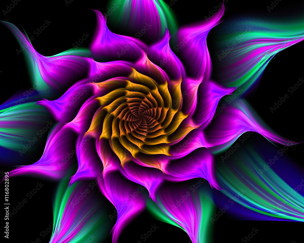 Obraz premium Abstract fractal. Fractal art background for creative design. Decoration for wallpaper desktop, poster, cover booklet, card. Psychedelic. Print for clothes, t-shirt.