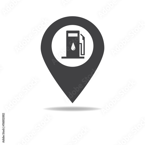 Map pointer with gas station icon
