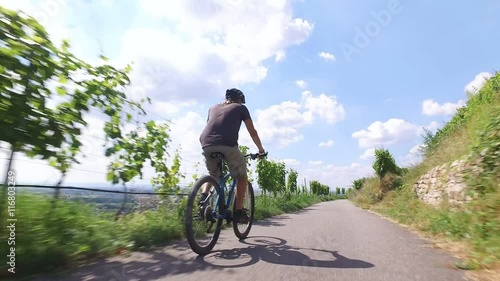 Young man riding his mountain bike