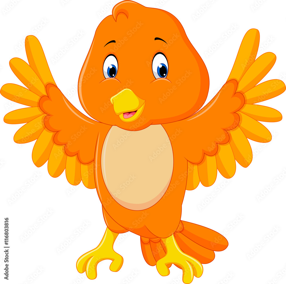 Cute orange bird cartoon Stock 벡터 | Adobe Stock