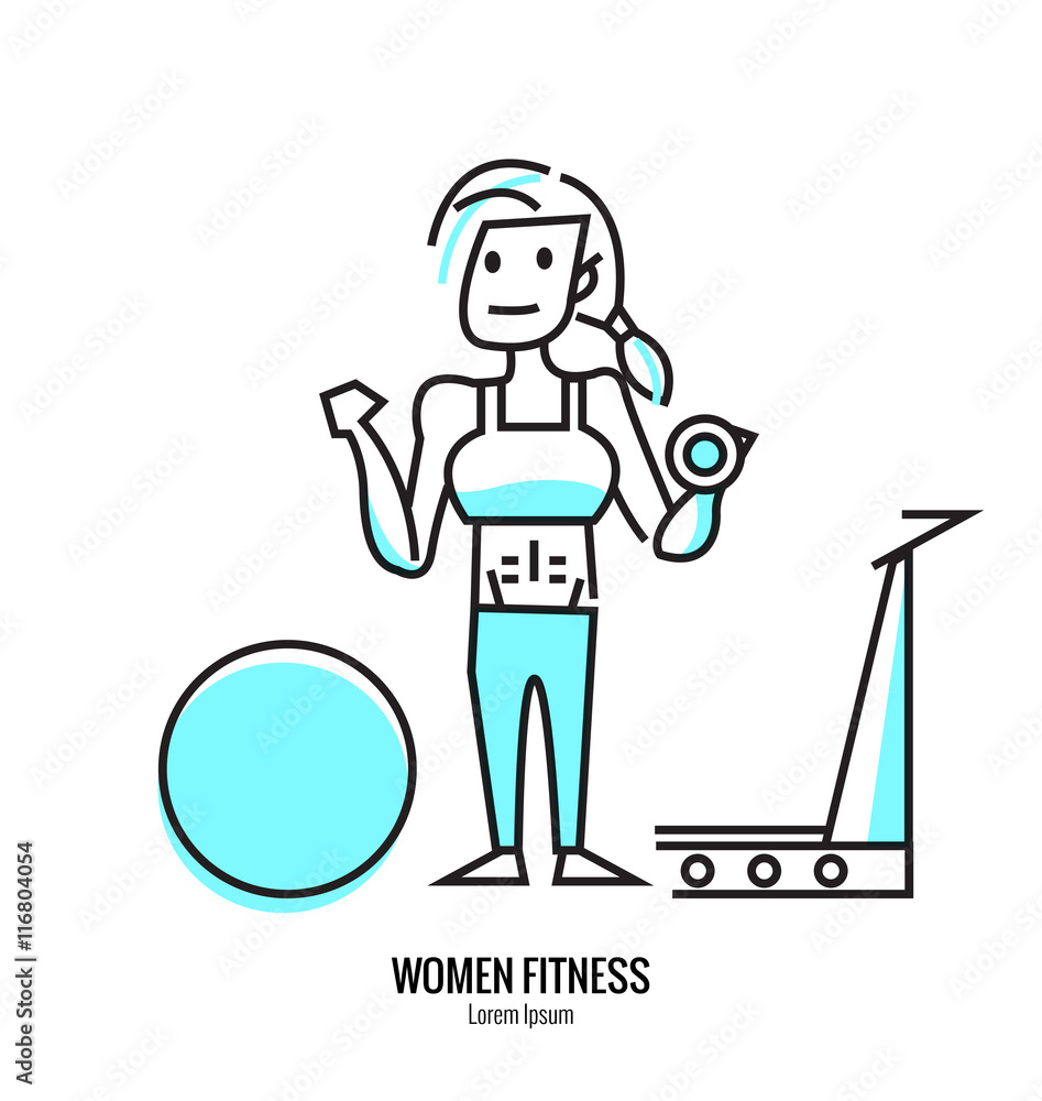 Women lifting a dumbbell, barbell. fitness and exercise. vector Women lifting a dumbbell, barbell. fitness and exercise. vector