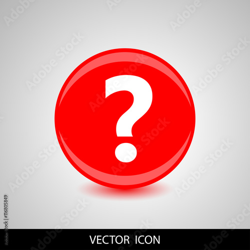 Question icon on red background. Vector illustration.