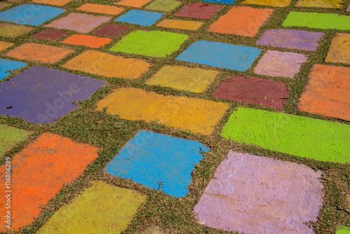 Colorful block ground of pathway © martinhosmat083