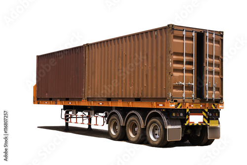 Container at the Dock with Truck isolated on white background