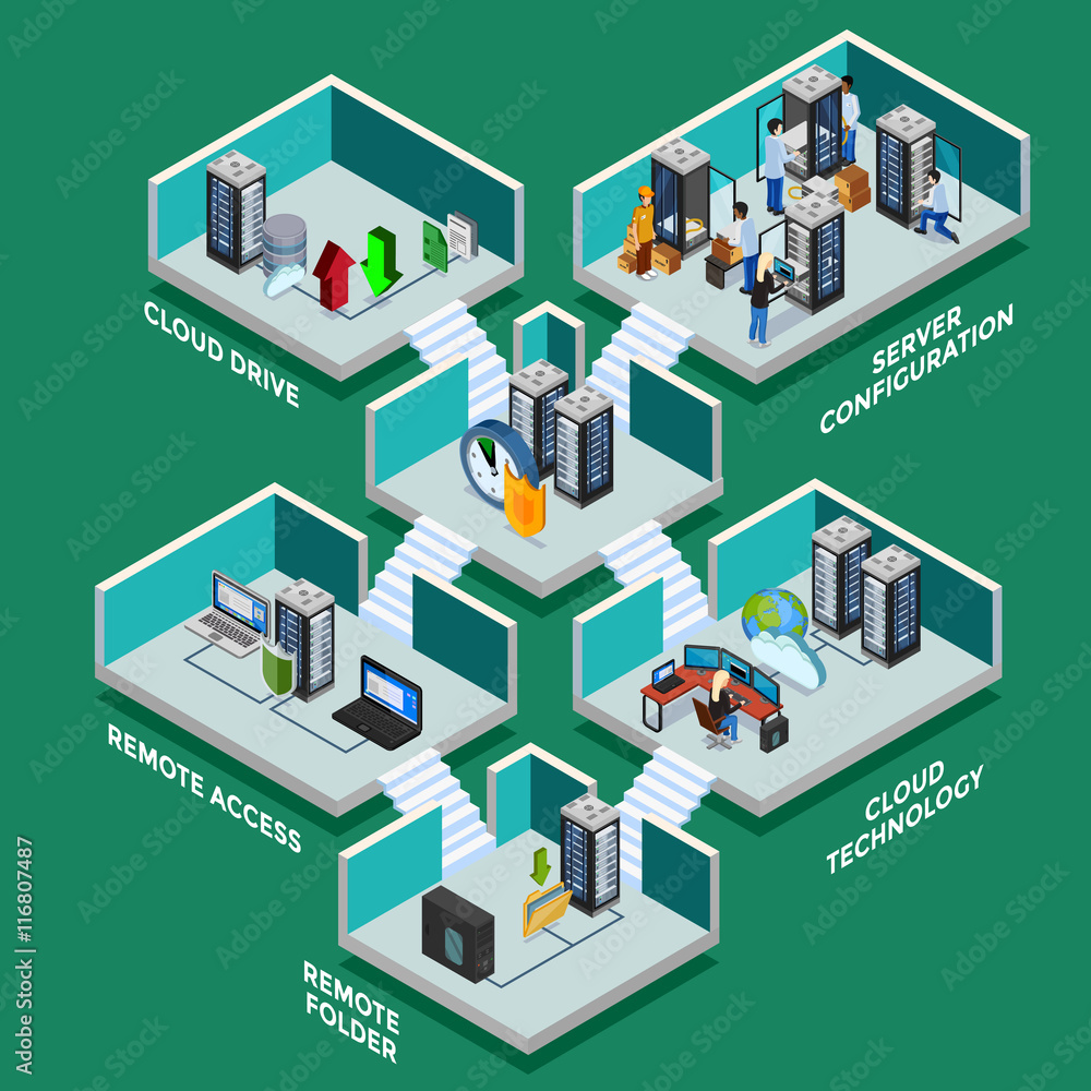 Datacenter Isometric Concept Datacenter Isometric Concept