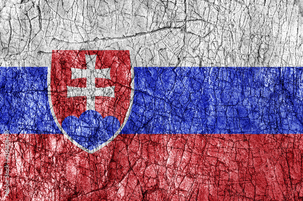 Grudge stone painted Slovakia flag