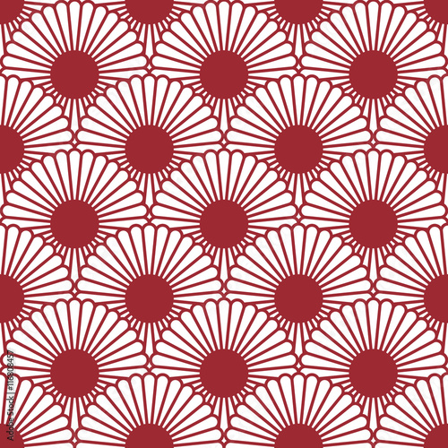 Simple Japanese style chrysanthemum seamless pattern. Traditional flower.Background can be copied without any seams.Vector endless texture.