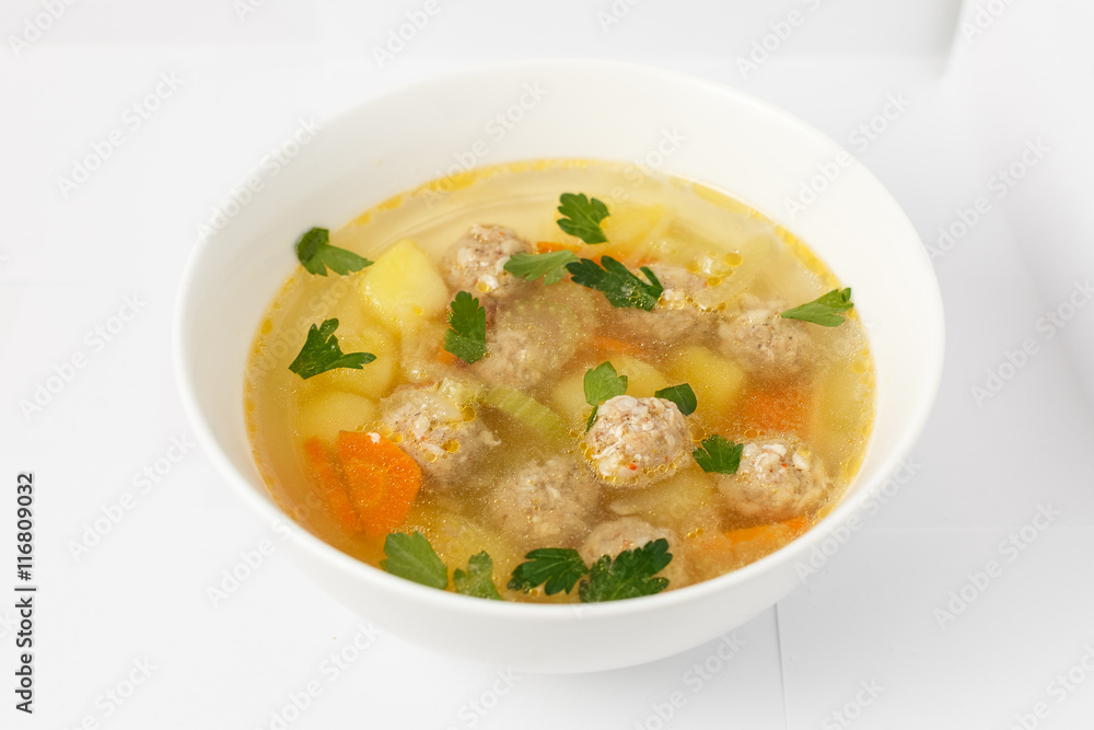 Soup on white background