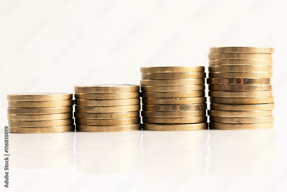 stack of golden coins isolated on white background stack of golden coins isolated on white background