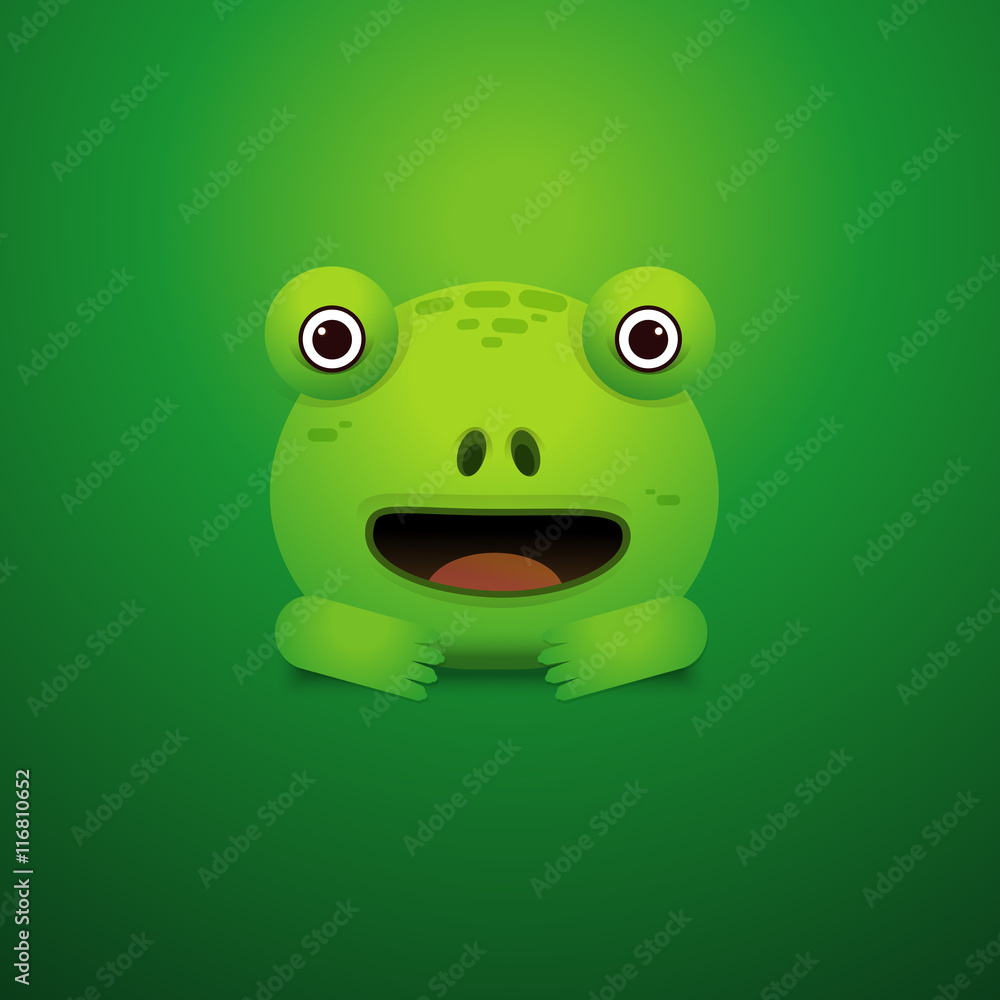 Cute green tree frog cartoon/Vector Frog Character Icon