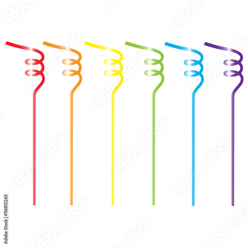 Slika na platnu rainbow set of cocktail straws isolated vector illustration