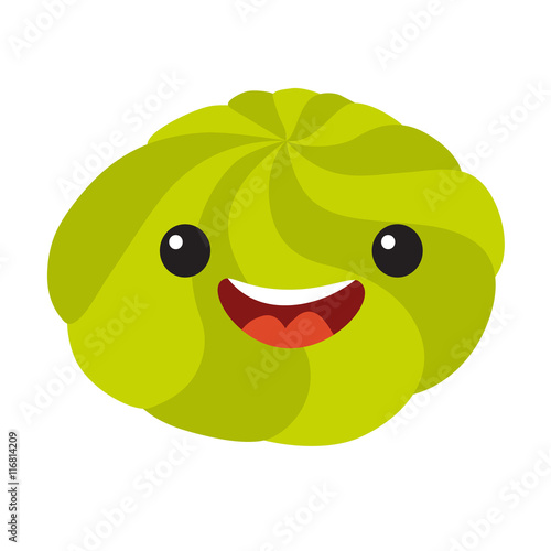 Fun wasabi vector cartoon character. Cute wasabi's faces for sushi, vector illustration isolated on white background