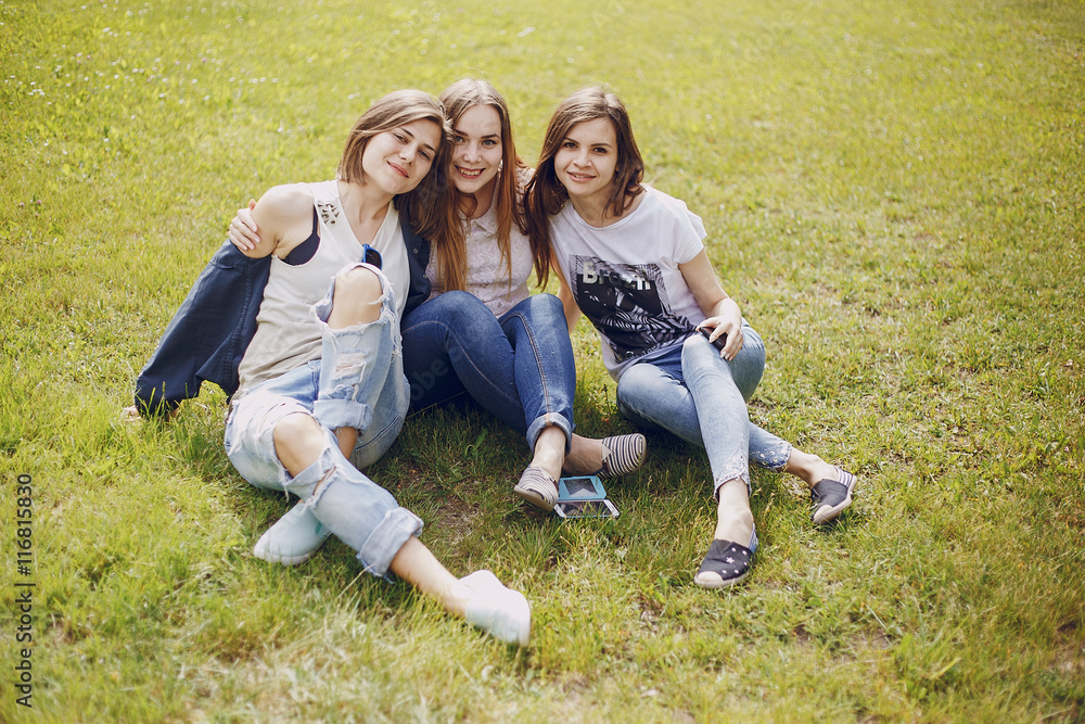 three beautiful girls on walk three beautiful girls on walk
