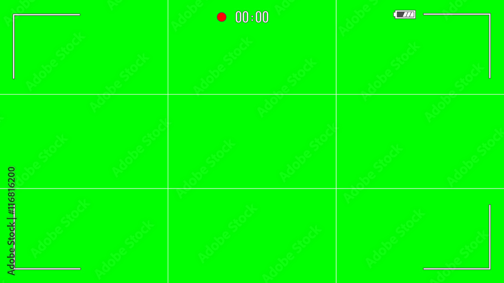 Camera viewfinder graphics isolated on green background - aspect ratio 16:9. Vector illustration. Camera viewfinder graphics isolated on green background - aspect ratio 16:9. Vector illustration.