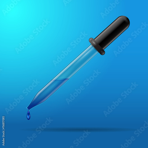 Pipette dropping liquid vector illustration