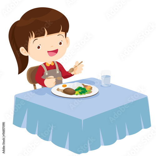 Cute Girl eating so happy and delicious