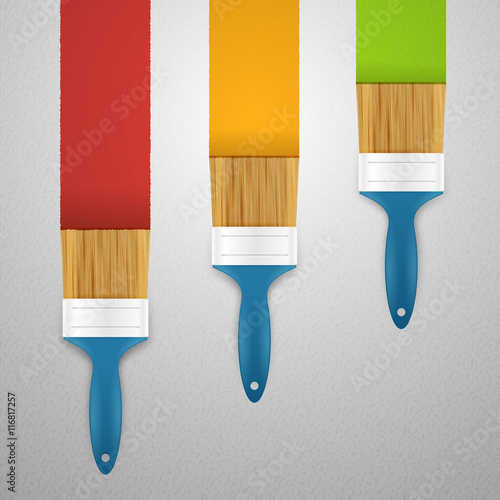 Paintbrushes painting colors on the wall vector illustration