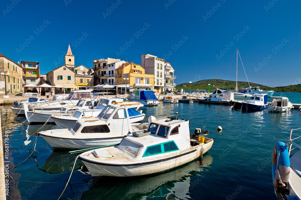 Pirovac boats and harbor view
