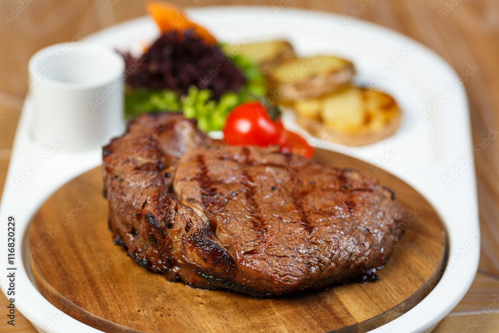 steak with garnish
