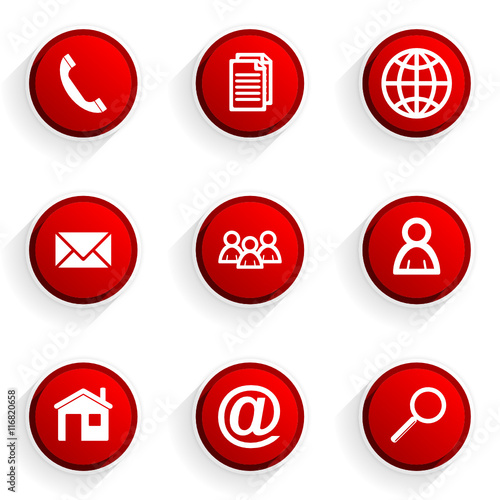 red flat design vector icons
