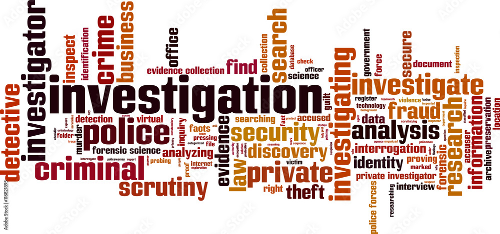 Investigation word cloud concept. Vector illustration Investigation word cloud concept. Vector illustration