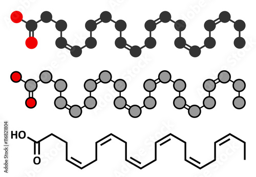 Docosahexaenoic acid (DHA, cervonic acid) molecule. 