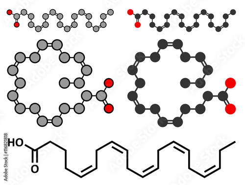 Eicasapentaenoic acid (EPA, timnodonic acid) molecule. 