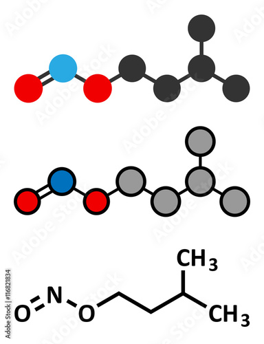 Isoamyl nitrite popper drug molecule. 