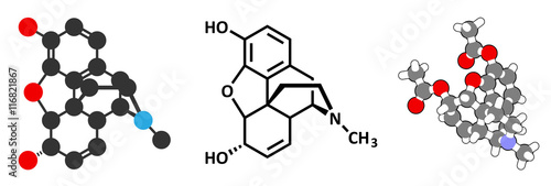 Morphine pain drug molecule. Highly addictive. 