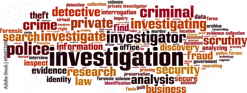Investigation word cloud concept. Vector illustration