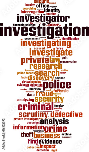 Investigation word cloud concept. Vector illustration