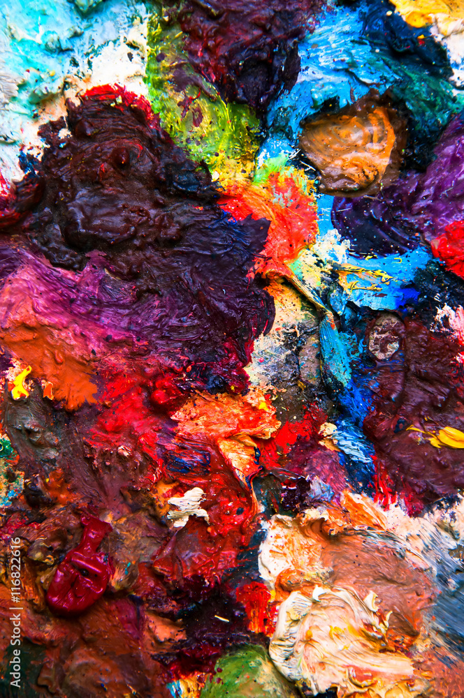 Oil paints multicolored closeup abstract background