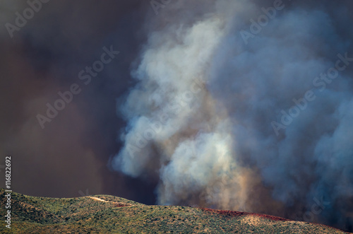 Dense White Smoke Rising from the Raging Wildfire