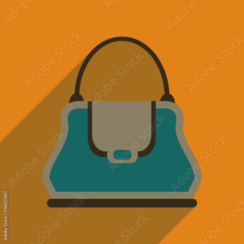 Flat icon with long shadow clutch bag