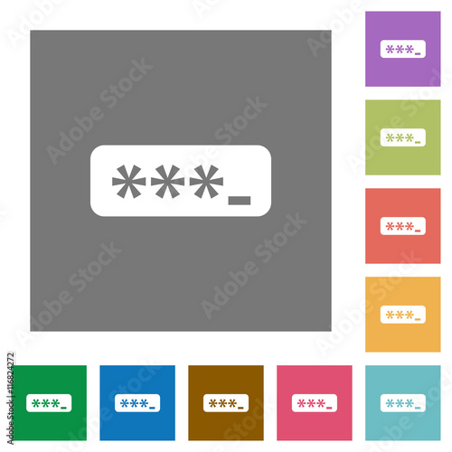 Typing password square flat icons