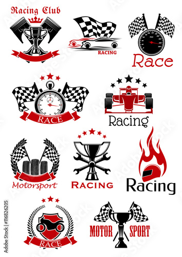 Motorsport heraldic icons and symbols