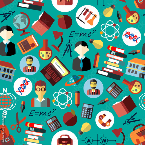 Science and education flat seamless pattern