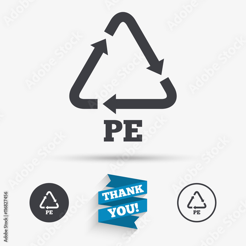 PE Polyethylene sign icon. Recycling symbol.